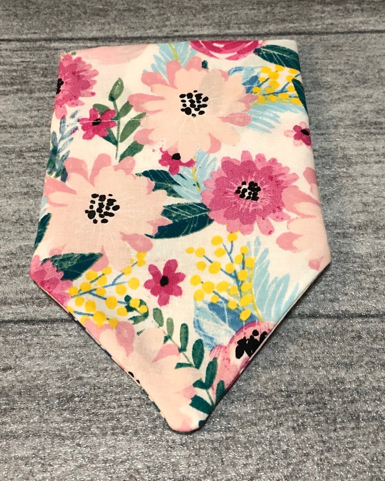 Pink Blooms Matching Scrunchie and Knot Hair Bow! Over the Collar Dog Bandana Dog Scarf