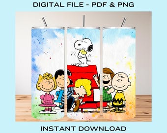 Cartoon Dog with Friends 20oz Tumbler Wrap - Cartoon Dog Tumbler Wrap - Cartoon Dog PNG - Digital Sublimation Design - Instant Download