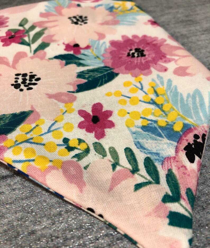 Pink Blooms Matching Scrunchie and Knot Hair Bow! Over the Collar Dog Bandana Dog Scarf
