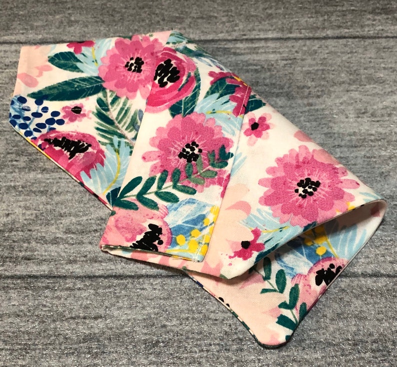 Pink Blooms Matching Scrunchie and Knot Hair Bow! Over the Collar Dog Bandana Dog Scarf