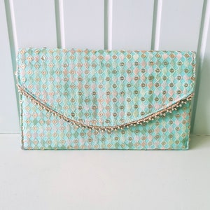 Sea Green Sequin Clutch Purse image 1