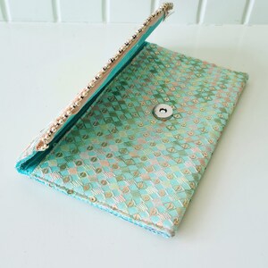 Sea Green Sequin Clutch Purse image 2