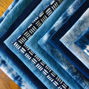 Indigo many small Linen fabric A set of 10 cotton Cloth, Shibori Fabric Pack Bundle, Boro, For Do It Yourself ,Slow Stitch Patchwork image 1