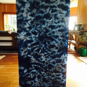 Indigo tie dye scarf, shibori , natural plant dyes, Indigo Hand Dyed , 16mm heavy Mulberry Silk Scarf. 79x20 in 200x50cm image 4