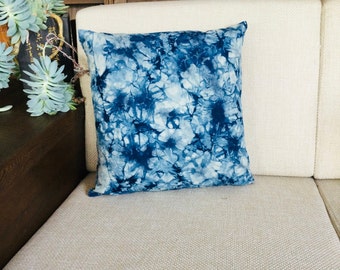 Shibori Indigo Pillow Cover, Indigo Tie Dye Pillowcase  ,Hand Dyed Pillow ,House Warming /Wedding Gift ,Cotton.45x45cm(18x18in)