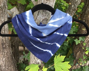 Indigo neck scarf, kerchief head scarf,  head covering, Napkin,Tea towel,Hand-Dyed ,accessories, soft cotton,65X65cm