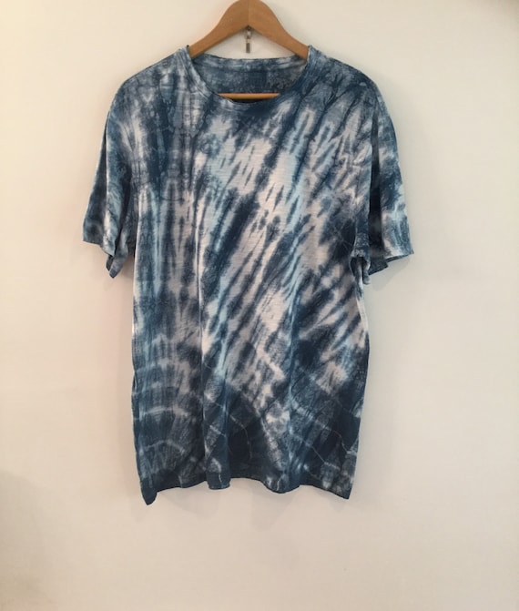 Camisetas Indigo Tie Dye Camisetas de hombre tenidas Shibori Algodon natural tenido a mano Talla S M L