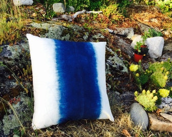Shibori Indigo Pillow Cover, Indigo Tie Dye Pillowcase ,Hand Dyed Pillowcase ,Cotton. 45x45cm,18x18in