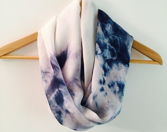 Indigo Tie Dye Scarf, Shibori scarf ,  Natural Dye, Organic  Mulberry Silk, Spring/summer ,200cmx70cm
