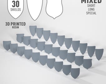 Könnte beinhalten: Ein Set mit 30 3D-gedruckten Harzschildern in verschiedenen Größen und Stilen. Die Schilder sind grau und in einem versetzten Muster angeordnet. Der Text "MIXED SHORT LONG SPECIAL" ist in der oberen rechten Ecke des Bildes sichtbar.