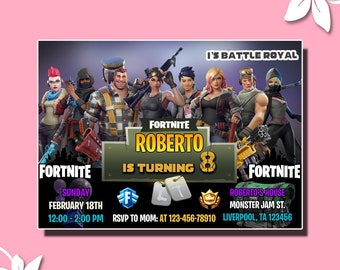 fortnite invitation invitation d anniversaire articles de fete invitation personnalisee 5 x 7 ou 4 x 6 invitation numerique invitation d anniversaire - carte dinvitation anniversaire fortnite