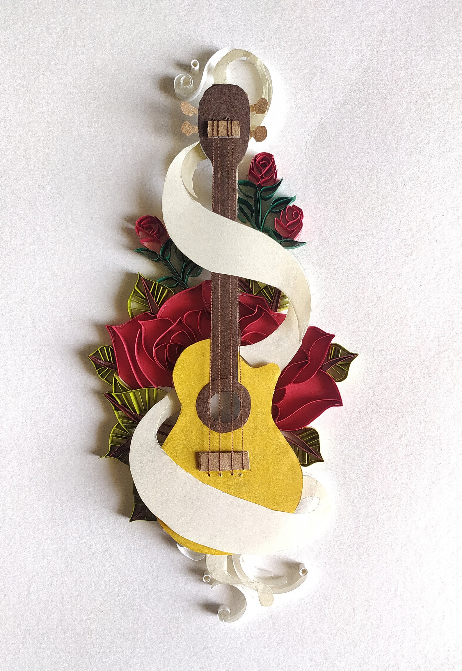 Quilling Guitar art quilling roses guitar with flowers wall Etsy