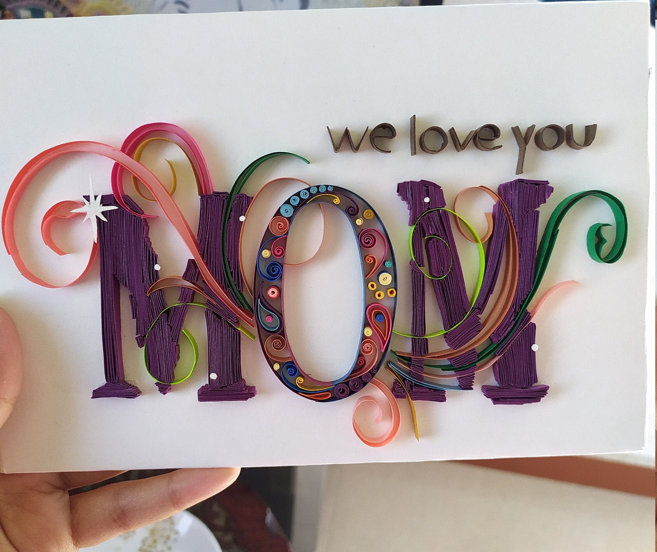 Calligraphie de Quiiling - Cadeau Fête Des Mères, Saint-Valentin, Art L'amour, Amour Quilling, Décor