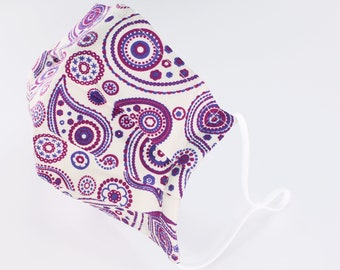 100% COTON VIOLET PAISLEY Masque avec fil pour le nez Bandana 2 et 3 couches masque anti-buée pour lunettes filtre poche enfants adulte fille femmes infirmière