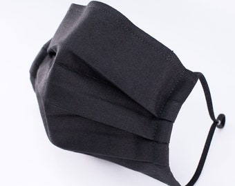OXFORD BLACK Face Mask with Nose Wire 100% COTTON Anti Fog Mask Filter Pocket Formal School Work Uniform Kids Boy Girl Adult Men Women Gifts