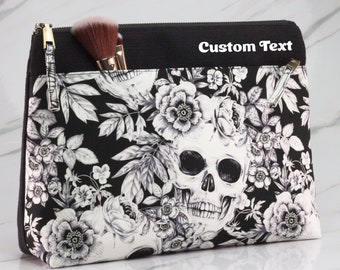 Gothic Makeup Bag, Gothic Cosmetic Bag, Skull Makeup Bag, Skull Cosmetic Bag, Personalized Bag Toiletry Bag Women Wash Bag Makeup Organizers