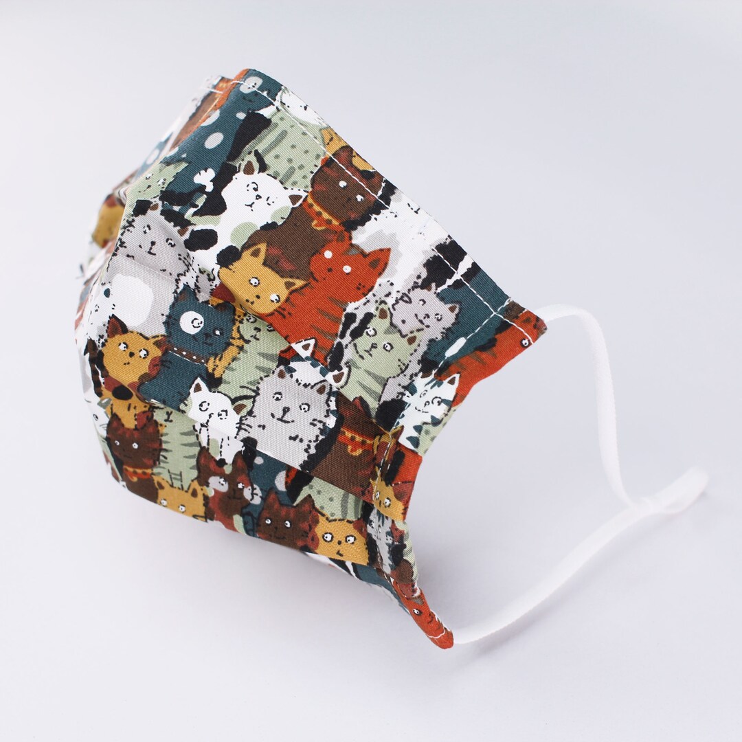 100 COTTON CAT Face Mask With Nose Wire Cat Mom Cat Lover Etsy UK