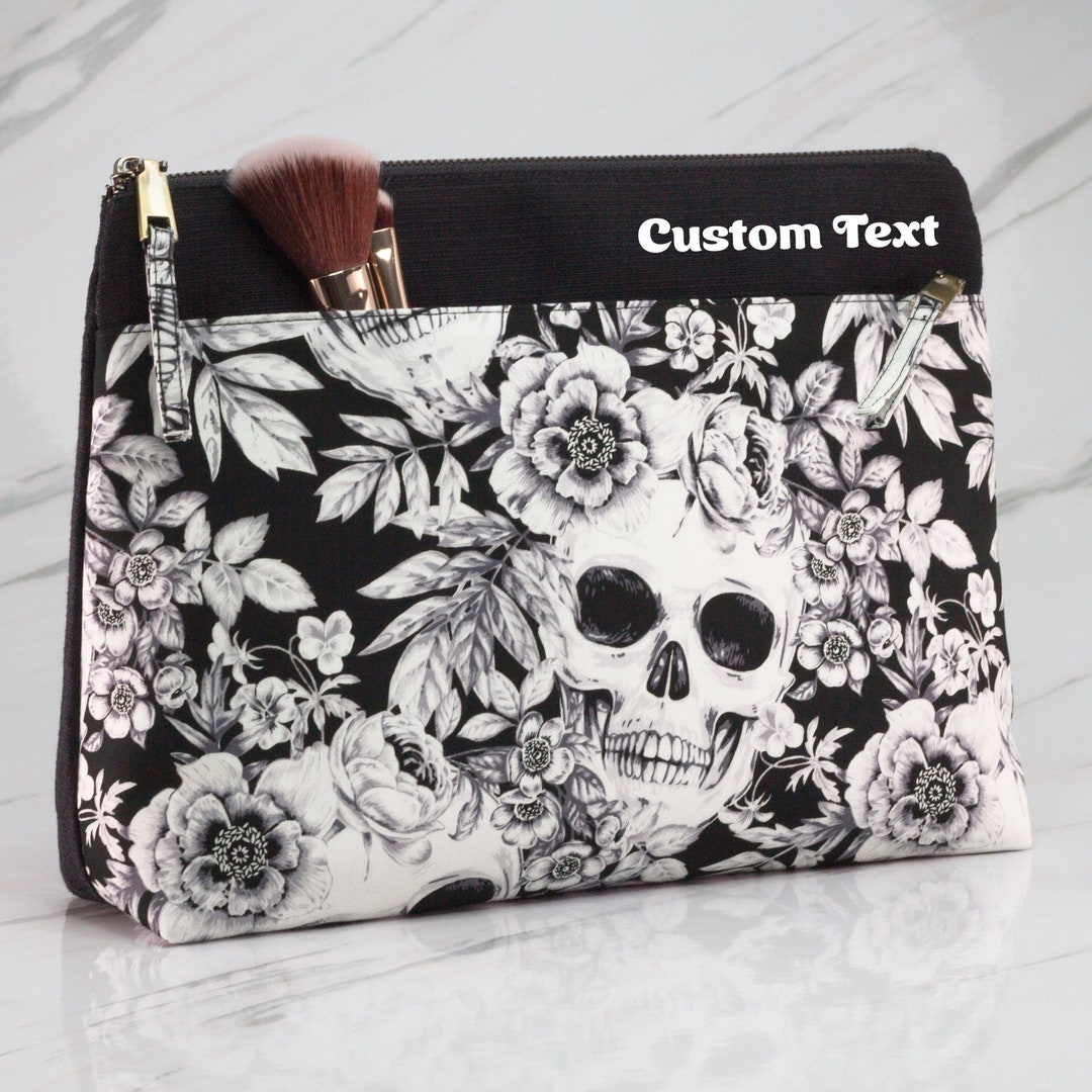 Gothic Makeup Bag, Gothic Cosmetic Bag, Skull Makeup Bag, Skull Cosmetic Bag, Personalized Bag