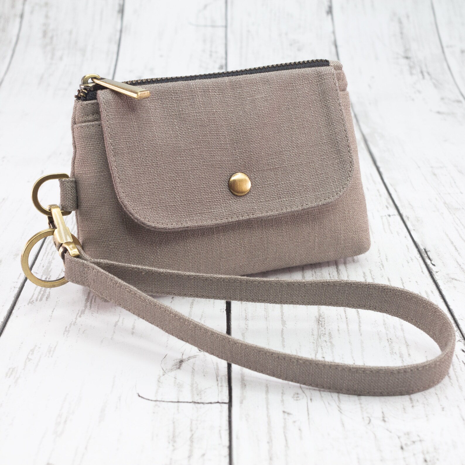 Linen Wallet Linen Coin Purse Keychain Wristlet Wallet Women Etsy