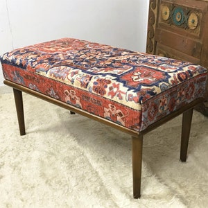 Ottoman Bench, Handmade Furniture, Kilim Decor Bench, Footstool Bench, Upholstered Bench , Bedroom Bench, Entryway & Vanity Piano Bench
