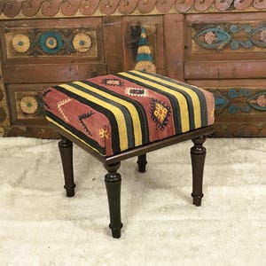 Ottoman Bench, Handmade Furniture Kilim Bench, Footstool Bench, Upholstered Bench , Bedroom Bench, Entryway & Vanity Bench Piano Bench 18x18