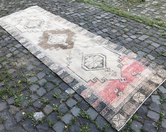 Handmade Turkish Runner Rug, Vintage Wool Oushak Hallway Rug (3.4 x 11 ft) Tax Free