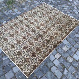 Vintage Turkish Area Rugs,Vintage Area Rug, living Room Rug,Oushak Rugs, Kitchen Rug, Bedroom Rug, Dining Room Rug, 4,0 x 5,8 ft
