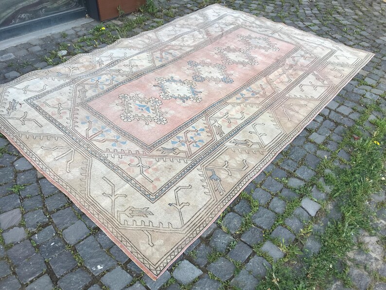 Large Oushak Rug, Vintage Turkish Wool Carpet, Bohemian Decor (6.3 X 9. ...