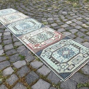 ラグランナー、ハンドメイドウールラグ、ボヘミアンラグ、廊下敷きラグ、トルコ製ランナーラグ、ヴィンテージラグ、オリエンタルラグ、ボヘミアン装飾ラグ、1.6 x 7.3フィート