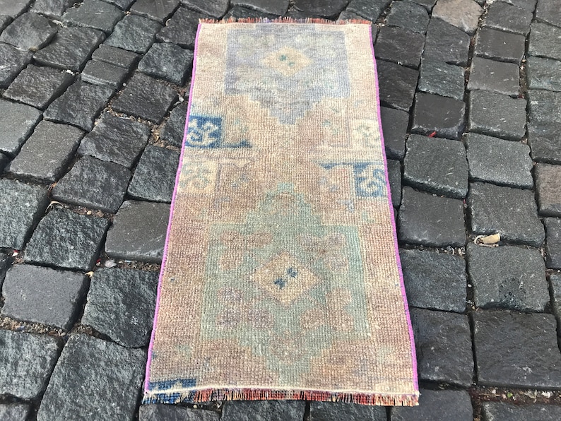 Enteryway Rug Small Rug Wool Rug Turkish Rug 75 x 37 CM = 2,46 x 1,21 Ft Bohemian wool rug Vintage Rug Bohemian Rug