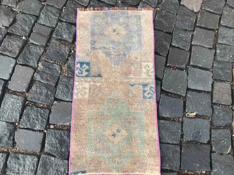 Enteryway Rug Small Rug Wool Rug Turkish Rug 75 x 37 CM = 2,46 x 1,21 Ft Bohemian wool rug Vintage Rug Bohemian Rug