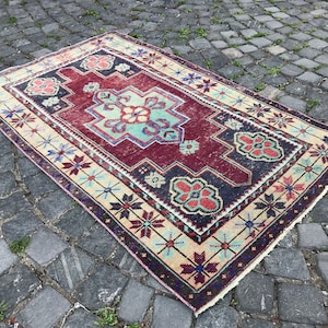 Vintage Turkish Area Rugs,Vintage Area Rug, living Room Rug,Oushak Rugs, Kitchen Rug, Bedroom Rug, Dining Room Rug, 3,0 x 5,0 ft