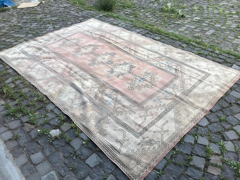 Large Oushak Rug, Vintage Turkish Wool Carpet, Bohemian Decor (6.3 X 9. ...