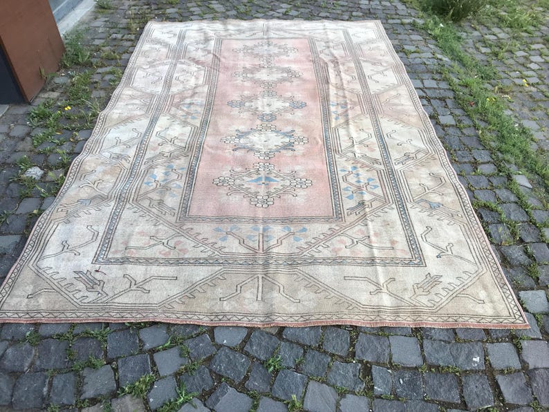 Large Oushak Rug, Vintage Turkish Wool Carpet, Bohemian Decor (6.3 X 9. ...