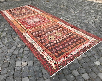 ヴィンテージ シバス キリム、9x12 ラージ キリム、70 年前のキリム