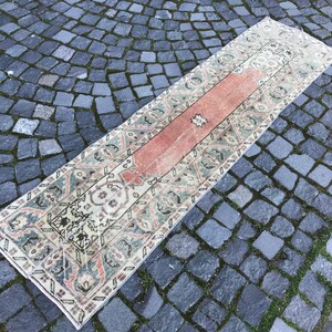 Handmade Wool Runner Rug, Boho Oushak Style, Natural Colors, Patchwork rug, 1,8 x 6,7 ft