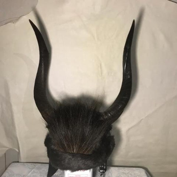 Handmade Kudu Horned Viking Helmet With Real Horsetail