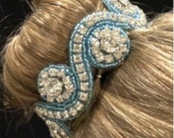 n'Ice Buns Hair Wraps - Swirl Turquoise Clear - Rhinestone Bun Wrap