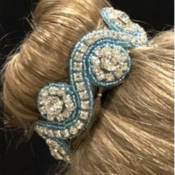 n'Ice Buns Hair Wraps - Swirl Turquoise Clear - Rhinestone Bun Wrap