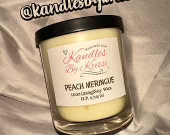 Peach Meringue 100% Soy Kandle, Highly Scented Soy Kandle, Fragrant Soy Candles