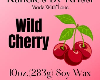 Wild Cherry Highly Scented 100% Soy Wax Kandle, Strong Soy Candles