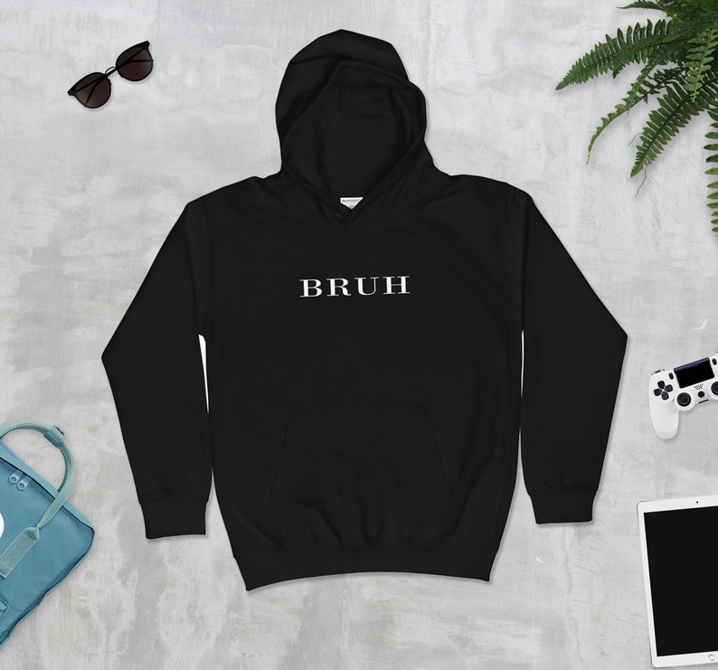 Bruh Kids Youth Couture Typography Black Hoodie