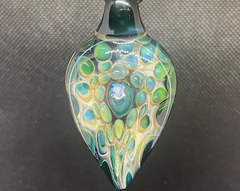 Gold & Silver Fume Glass Pendant Necklace: Boho Wearable Art
