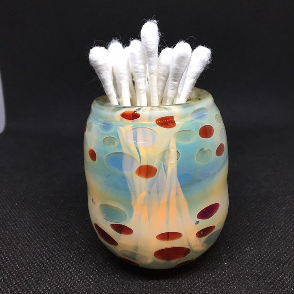 Small Glass Jar, 2.5 Inch, Glass Jar, Q-Tip Jar, Silver Fume, Hand Blown Glass Jar, Glass, Q Tip Holder