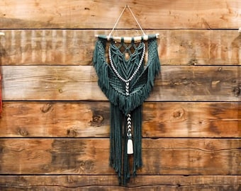 Percha de pared Macramé Verde Esmeralda