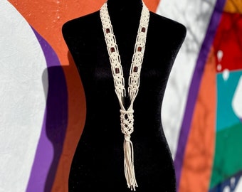 Macramé Rosarios - Collar de Macramé de Piedra Natural - Saco de Piedra de Meditación - Soporte de Aceite Esencial - Personalizable