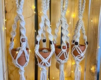 2 pulgadas maceta Macrame Plant Hanger - Espejo retrovisor Plant Hanger