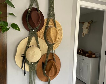 Colgador de sombreros de macramé - Colgador de sombreros personalizable