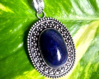 RARE Natural Sodalite Pendant /& 925 Silver Plated Antique Style Handmade Pendant Size-2.3 Gemstone Jewelry A114