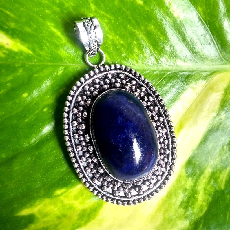 RARE Natural Sodalite Pendant /& 925 Silver Plated Antique Style Handmade Pendant Size-2.3 Gemstone Jewelry A114